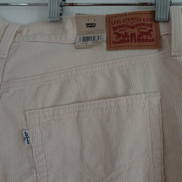 Levi's Corduroy Pants Jeans Women's Size 33x31 Ivory Cords Baggy Straight Leg - Picture 7 of 13